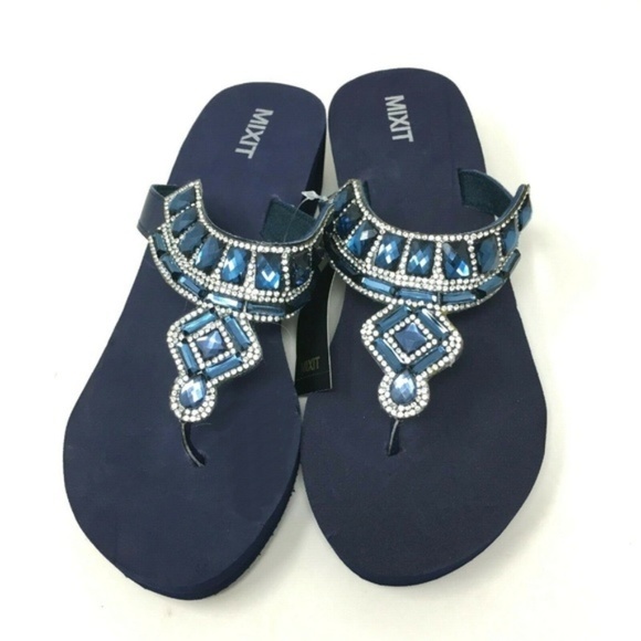 Mixit | Shoes | Mixit Blue Rhinestone Flipflop | Poshmark
